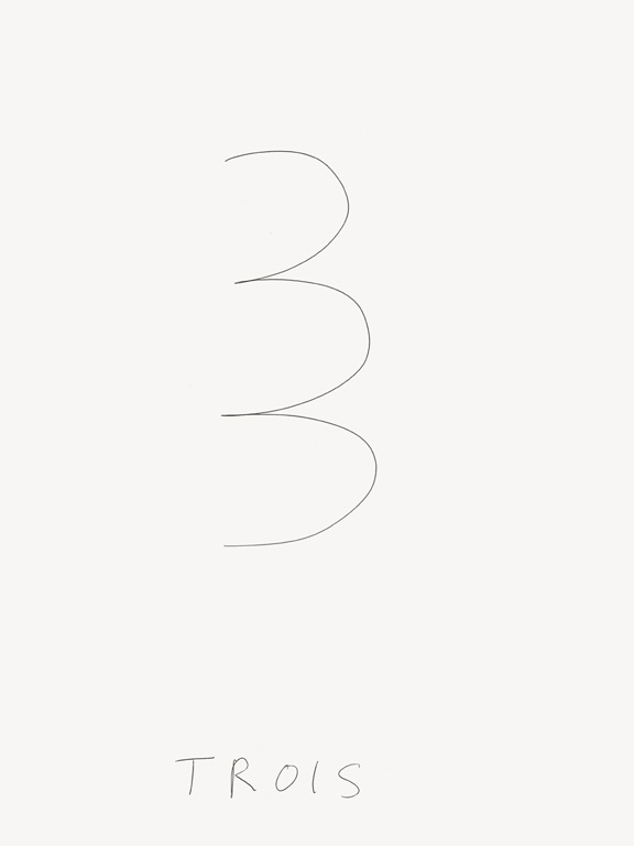 Claude Closky, ‘Trois [Three],’ 2017, black ballpoint pen on paper, 40 x 30 cm.